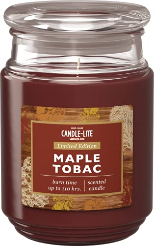 Candle-Lite Duftkerze im Glas Mit Deckel | Maple Tobac | Tabak | Kerzen Lange Brenndauer (Bis 110h) | Braun | Groß (510g) von CANDLE-LITE