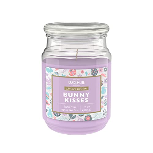 Candle-Lite Duftkerze im Glas mit Deckel | Bunny Kisses | Duftkerze für Ostern | Kerzen lange Brenndauer (bis 110h) | Lila Kerzen | Duftkerze Groß (510g) von CANDLE-LITE