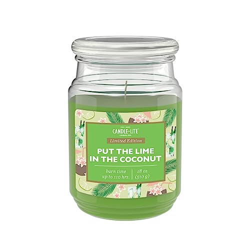 Candle-Lite Duftkerze im Glas mit Deckel | Put The Lime in The Coconut | Duftkerze Kokos Limette | Kerzen lange Brenndauer (bis 110h) | Kerzen Grün | Duftkerze Groß (510g) von CANDLE-LITE