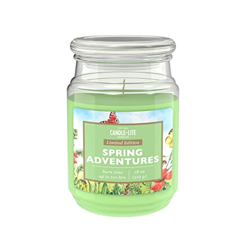 Candle-Lite Duftkerze im Glas mit Deckel | Spring Adventures | Duftkerze Frühling | Kerzen lange Brenndauer (bis 110h) | Kerzen Grün | Duftkerze Groß (510g) von CANDLE-LITE