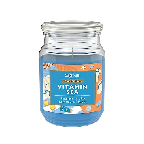 Candle-Lite Duftkerze im Glas mit Deckel | Vitamin Sea | Duftkerze Meer | Kerzen lange Brenndauer (bis 110h) | Kerzen Blau | Duftkerze Groß (510g) von CANDLE-LITE