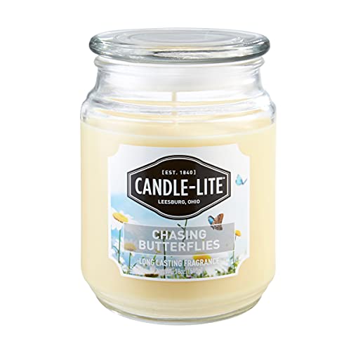Candle-Lite Duftkerze im Glas mit Deckel | Chasing Butterflies | Duftkerze Rose | Kerzen lange Brenndauer (bis 110h) | Kerzen Gelb | Duftkerze Groß (510g) von CANDLE-LITE