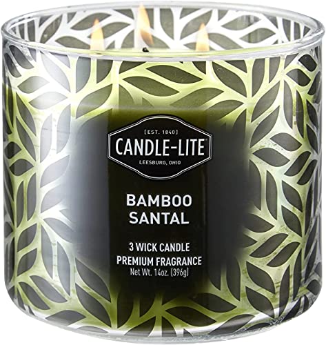 Candle-lite ® 3-Docht Duftkerze im Glas - Bamboo Santal (396g) - Der Frische Bambusduft für dein Zuhause - Duftkerze mit bis zu 45h Brenndauer von CANDLE-LITE