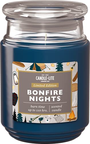 Candle-Lite Duftkerze im Glas mit Deckel | Bonfire Nights | Duftkerze Lagerfeuer | Kerzen lange Brenndauer (bis 110h) | Kerzen Blau | Duftkerze Groß (510g) von CANDLE-LITE