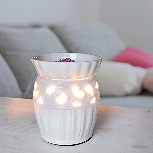 Candle Lite elektrische Duftlampe | Duftlampe Mossel | Aromalampe für Duftwachs | Raumduft Elektrisch | Duftlampe Keramik Weiß | Lampe für Büro, Schlafzimmer, Yoga von CANDLE-LITE