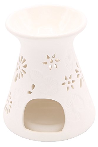 Candle-Lite Teelicht Duftlampe für Zuhause | Duftlampe Riet | Aromalampe für Duftwachs | Raumduft mit Teelicht | Duftlampe Keramik Weiß | Lampe für Büro, Schlafzimmer, Yoga von CANDLE-LITE