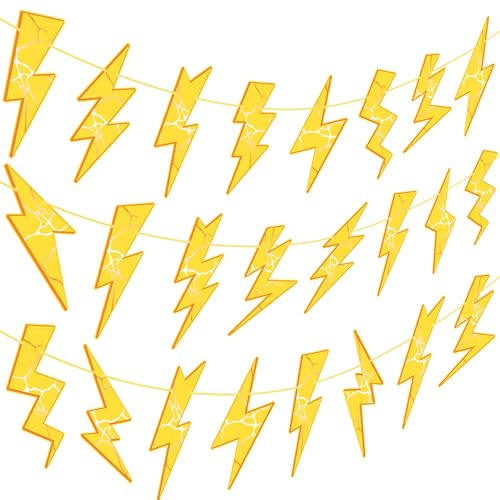 Lightning Bolt Banner Dekorationen Gold Gelb 4 Stück Party Girlande Set von CANDY CHEF