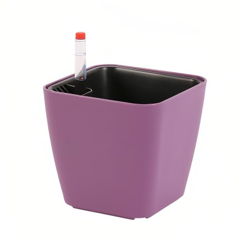 14cm Selbstbewässernde Quadratische Pflanztöpfe Für Pflanzen Im Innen- Und Außenbereich, Selbstbewässernde Blumentöpfe Mit Wasserstandsanzeige, Blumentopf Für Zimmerpflanzen Aus Kunststoff (Lila) von CANDeal