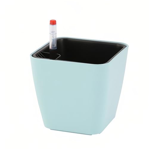 14cm Selbstbewässernde Quadratische Pflanztöpfe Für Pflanzen Im Innen- Und Außenbereich, Selbstbewässernde Blumentöpfe Mit Wasserstandsanzeige, Blumentopf Für Zimmerpflanzen Aus Kunststoff (Hellblau) von CANDeal