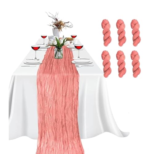CANDeal 6 Packungen 90x300cm Käsetuch-Tischläufer Für Babypartys, Hochzeiten, Ostern, Partys, Tische, Stühle, Dekoration, Boho-Gaze-Käsetuch-Tischläufer, Rustikaler, Transparenter Läufer (Koralle) von CANDeal