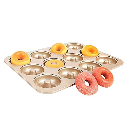 CANDeal Donuts Backform,12 Vertiefungen Donutform,Backblech mit Antihaftbeschichtung von CANDeal
