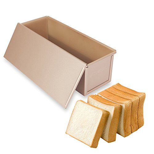 CANDeal Für 350g Teig Toast Brot Backform Gebäck Kuchen Brotbackform Mold Backform mit DeckelGold-Rechteck-Glatt) von CANDeal