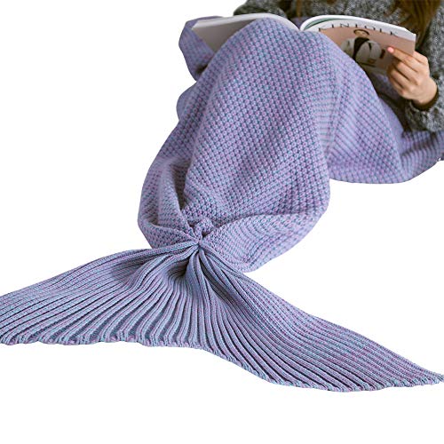 CANDeal Violett Meerjungfrau Decke Personalisierte Handgemacht Gestrickt Warmes Wohnzimmer Sofa Decke Weihnachts Geburtstagsgeschenk Schlafsack (80x180cm fur Erwachsene) von CANDeal