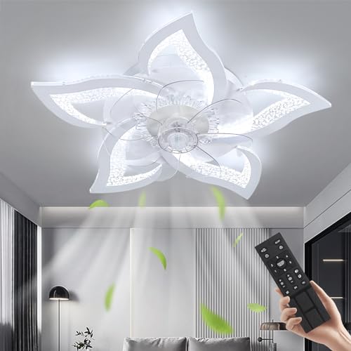 CANEOE LED Deckenventilator Mit Beleuchtung, 80W Modern LED Deckenleuchte Mit Ventilator, Leise Reversibel mit Fernbedienung und APP Dimmbare Lampe mit Ventilator für Wohnzimmer Schlafzimmer (Weiß) von CANEOE