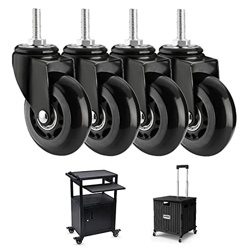 75mm Leise Lenkrolle Mit Bremse ( Belastung 200kg / 4 Stück ), Schwerlastrollen Warenkorbrollen, Ersatz Möbelrolle Transportrollen, Schwenkrollen Mit Gewinde | M8, M10| X(Size:M10*25mm,Color:4 Swivel) von CANEVE