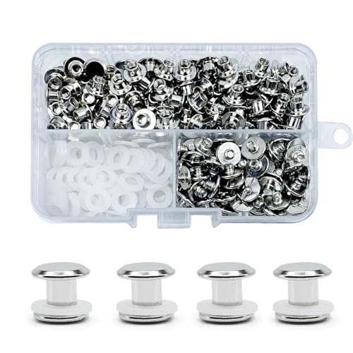 CANGCANG 100 Sets Chicago Buchschrauben Edelstahl, M5×6mm Binding Schrauben kit Schraube Metallzubehör Nägel Nieten Chicago Button für DIY Leder Dekoration, Bookbinding,Buchbinderei (silbrig) von CANGCANG
