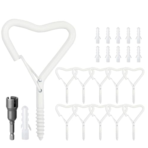 CANGCANG 10PCS HEART Haken Zum Schrauben mit Sicherung, Wandhaken, Edelstahl schraubhaken,Deckenhaken,Vogelhäuschen,Hakenschrauben zum Aufhängen Pflanzenkörben (Weiß) von CANGCANG