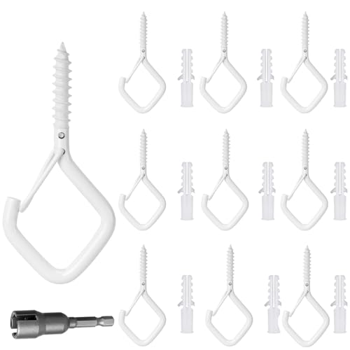 CANGCANG 10PCS Schraubhaken Edelstahl Schwarz,Wandhaken Zum Schrauben,Haken Zum Schrauben,Schraubhaken mit Sicherung,Deckenhaken für Lichter Verwendet Tassen von CANGCANG