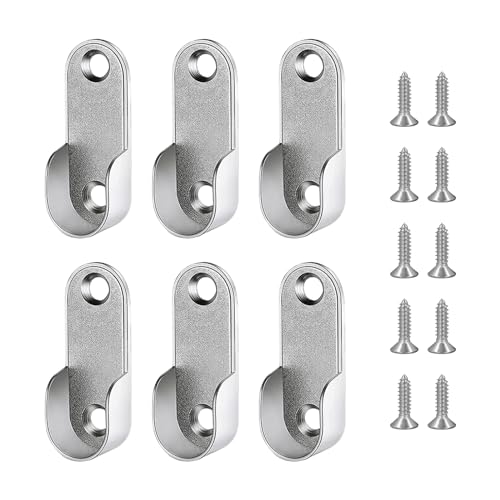 CANGCANG 6PCS Kleiderstange Halterung mit 10 Stücke Schrauben, Schrankrohrlager oval Halterung für Kleiderstange Metall Schrank Kleiderstangenhalter für Ovalstange von CANGCANG