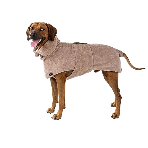 CANICOAT® Hundebademantel Lavari mit Handtuch, 100% Baumwolle, Oeko-TEX® Zertifiziert (Größe:1, Beige) von CANICOAT
