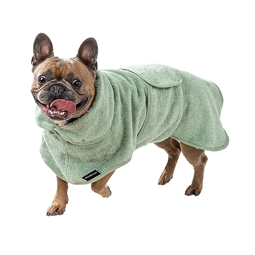 CANICOAT® Hundebademantel Lavari mit Handtuch, 100% Baumwolle, Oeko-TEX® Zertifiziert (Größe:2, Mintgrün) von CANICOAT