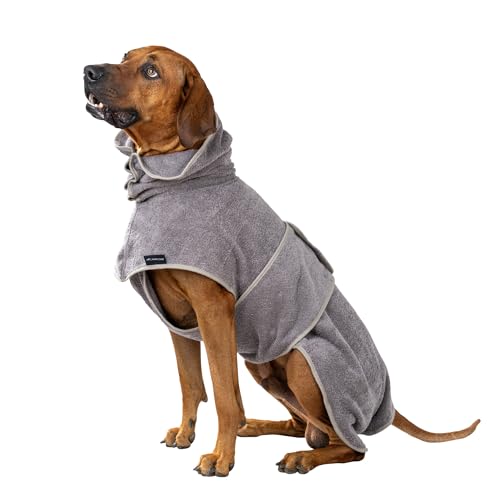 CANICOAT® Hundebademantel Lavari mit Handtuch, 100% Baumwolle, Oeko-TEX® Zertifiziert (Größe:4, Hellgrau) von CANICOAT
