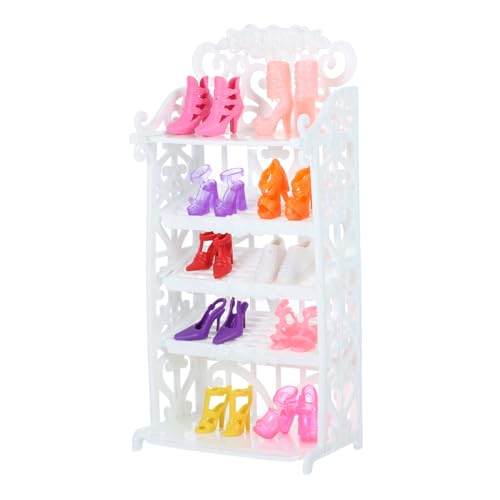 CANIGHT 1satz Miniature Schuhregal Modell Aus Kunststoff Praktische Und Dekorative Aufbewahrung Für Puppenhaus-zubehör Mit Schuhen Für Kreative Spielwelten von CANIGHT