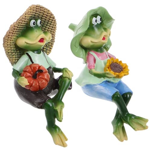CANIGHT 2 Stück Harz Froschpaar Dekofigur Sitzende Frosch Figuren Tischdeko Gartenornament von CANIGHT