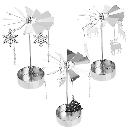 CANIGHT 3stücke Metallischer Rotierender Kerzenhalter Teiliges Mit Schneeflocken-Design Für Teelichter Romantische Tischdekoration Für Feste Und Besondere Anlässe Stabil Und Kreativ von CANIGHT
