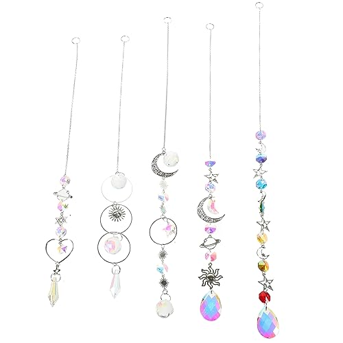 CANIGHT 5 Stück Prisma Kristallschmuck Hängekristalle Gartenkristall Hängeschmuck Sonnenfänger Für Fenster Hängende Kristalldekoration Kristall Sonnenfänger Fensterkristalle von CANIGHT