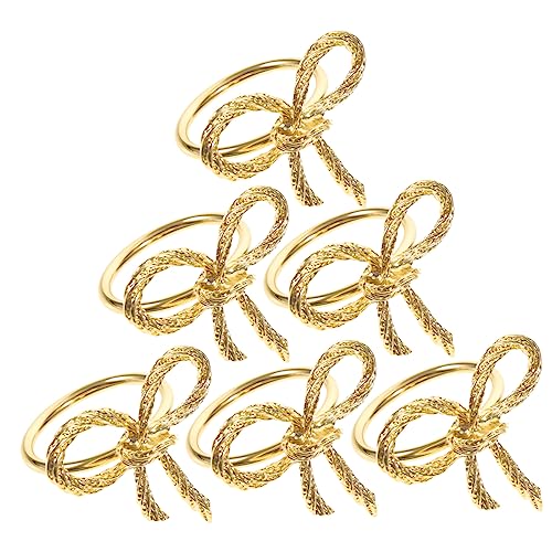 CANIGHT 6stücke Teiliges Serviettenringe Mit Schleifen Edle Tischdeko Für Weihnachten Hochzeiten Und Festlichkeiten Robust Elegante Goldene Serviettenhalter Für Jeden Anlass von CANIGHT