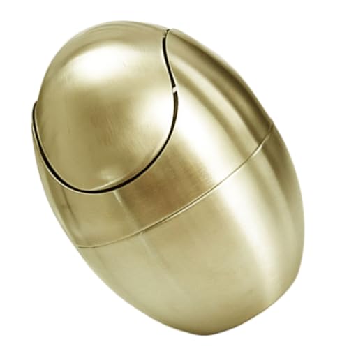 CANIGHT Desktop-Mülleimer Badezimmerabfallkörbe Schreibtischabwehrkorb Tisch Mülleimer Wäschekorb Lebensmittelabfallbehälter Büromüll können mit Deckel Rostfreier Stahl Golden von CANIGHT