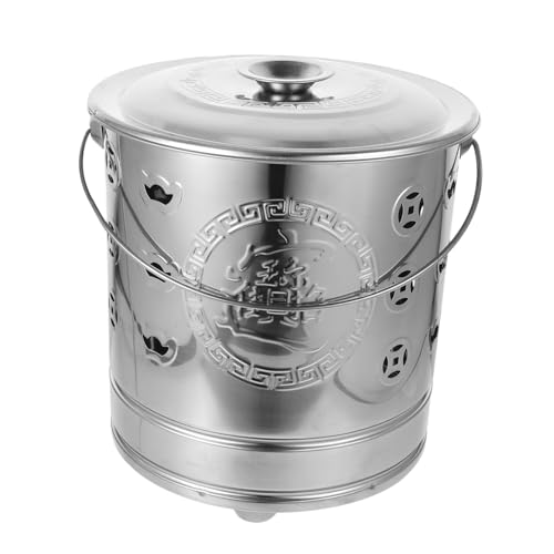 CANIGHT Opfereimer Can Money Fire Hofschutt Stainless Sacrifices Garden Burn Mit Metallverbrennungsanlage Ascheeimer Barrel Steel Brennbehälter Basin Ofen Für Burning Bucket Garbage von CANIGHT