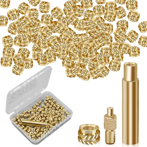 120Pcs Threaded Inserts Heat M3 Gewindeeinsatz, 3D-Druck-Gewindeeinsatz Messingmuttereinsätze M3 x 4 x 5 gewindeeinsatz, 1 M3-Wärmefixierungseinsatzspitze und 1 Lötadapter einschraubmutter von CANIPHA