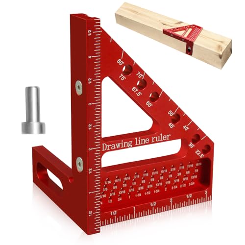 3D Alloy Woodworking Square Ruler Multi-Angle Aluminum, 90 Degree Protractor, High Precision Miter Triangle Ruler for Engineers, Carpenters von CANIPHA
