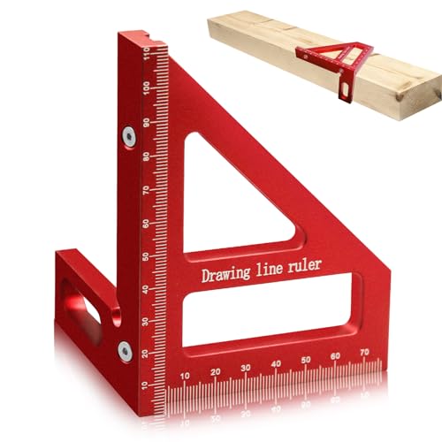 Quadratischer Winkelmesser für die Holzbearbeitung, 3D-Mehrwinkel-Messlineal, 45/90-Grad-Aluminium-Gehrungs-Dreiecks-Lineal-Anreißer, hochpräzises Layout-Mehrzweck-Messwerkzeug für Ingenieure von CANIPHA