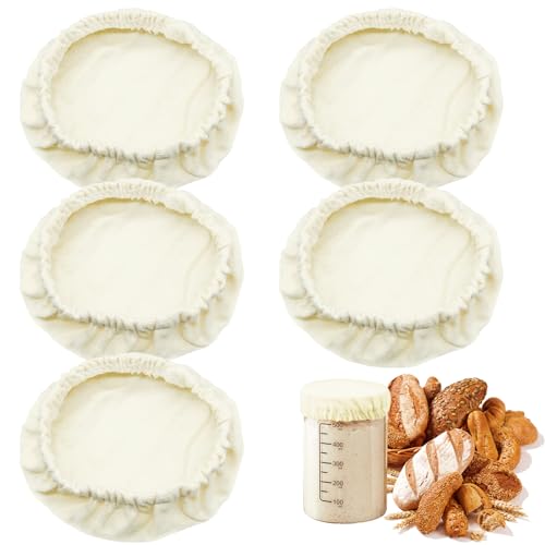 5pcs Cloth Covers Schüsselabdeckungen zum Gären von Brot, abdeckhaube für schüsseln, 3–4 Zoll flexibler Sauerteigglasdeckel, Brotschutzabdeckung Schüsselabdeckungen aus Stoff zum Aufgehen von Brot von CANIPHA