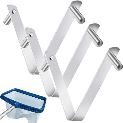 CANIPHA 3pcs Poolbürsten-Clip V-förmiger Clip, Pool-Stangen-Clips, Pool-Haken für Stangen, Edelstahl-Clips, Doppelstift-Federknopf-Clip für Bürsten, Skimmer, Pool-Netz, Pool-Zubehör-Werkzeuge von CANIPHA