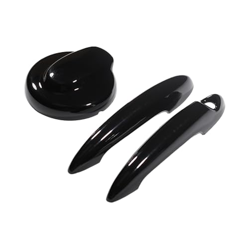 CANJPTON Autotürgriffabdeckung und Tankdeckel-Verkleidung, kompatibel mit BMW Mini Cooper S R50 R52 R53 R55 R56 R57 R58 R59 R61, glänzend schwarz, Außentürgriff von CANJPTON