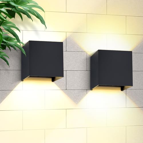 CANMEIJIA LED Wandleuchte Innen LED Wandlampe 3000K 9W G9 Außenwandleuchte 2 Pieces IP65 Auf und ab Einstellbarer Lichtstrahl für Schlafzimmer Wohnzimmer Garten Korridor Balkon Badezimmer, Schwarz von CANMEIJIA