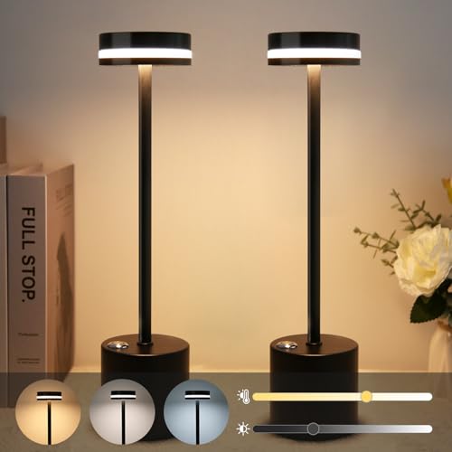 CANMEIJIA Led Tischleuchte Kabellos 3 Farbtemperatur Akku Tischlampe Aufladbar Adjustable Brightness Schwarz Touch Tischleuchte Usb-C Ladeanschluss Geeignet Für Innen, Außen, Wohnzimmer 2PCS CANMEIJIA Led Tischleuchte Kabellos 3 Farbtemperatur Akku Tischlampe Aufladbar Adjustable Brightness Schwarz Touch Tischleuchte Usb-C Ladeanschluss Geeignet Für Innen, Außen, Wohnzimmer 2PCS von CANMEIJIA