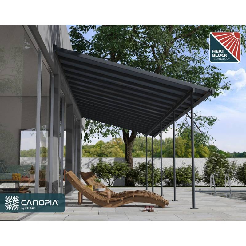Palram - Canopia Terrassenüberdachung Capri 971 cm x 300 cm Anthrazit Grau von Palram - Canopia