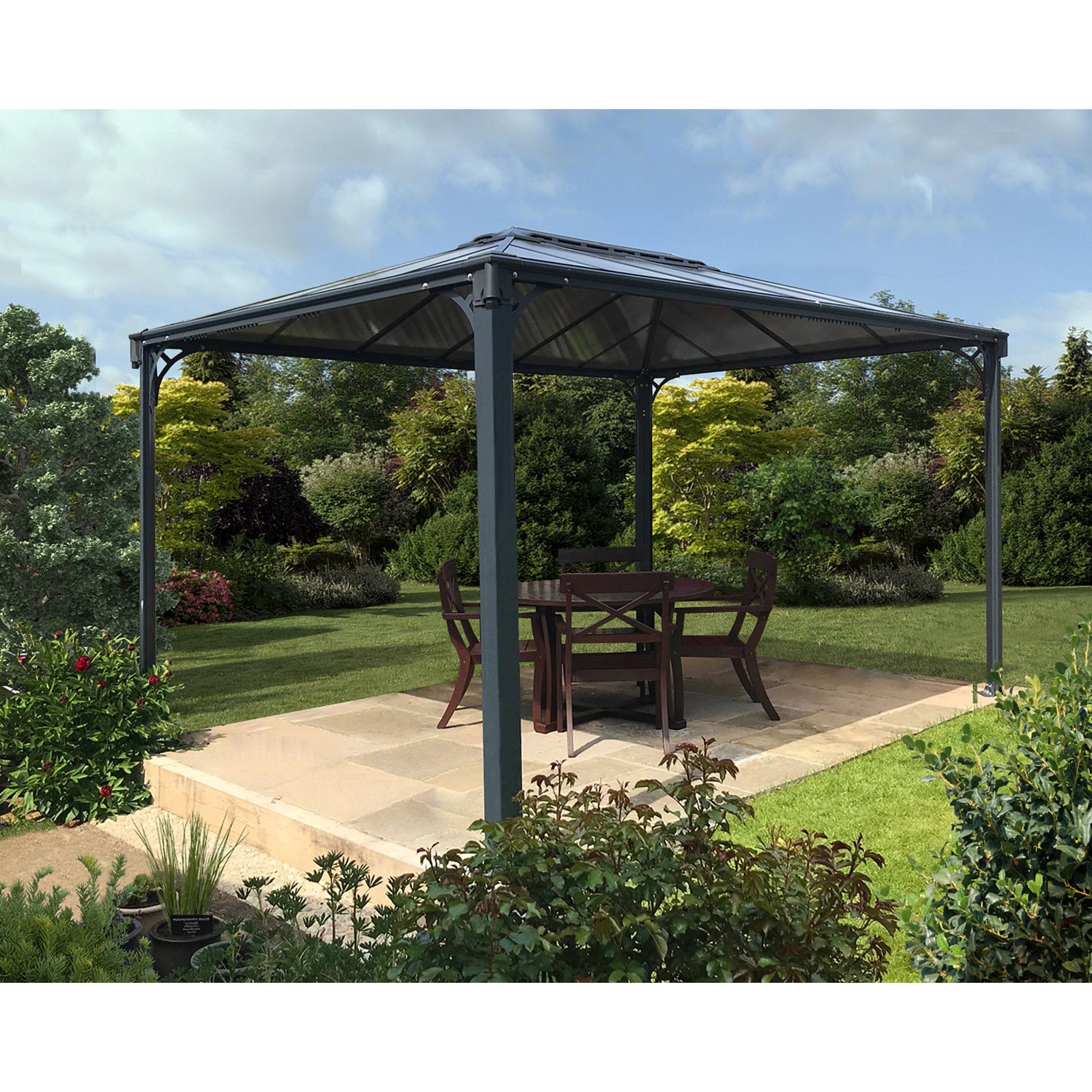 Palram - Canopia  Martinique 3 x 4.3 GartenPavillon Anthrazit inkl. LED Set von CANOPIA by PALRAM