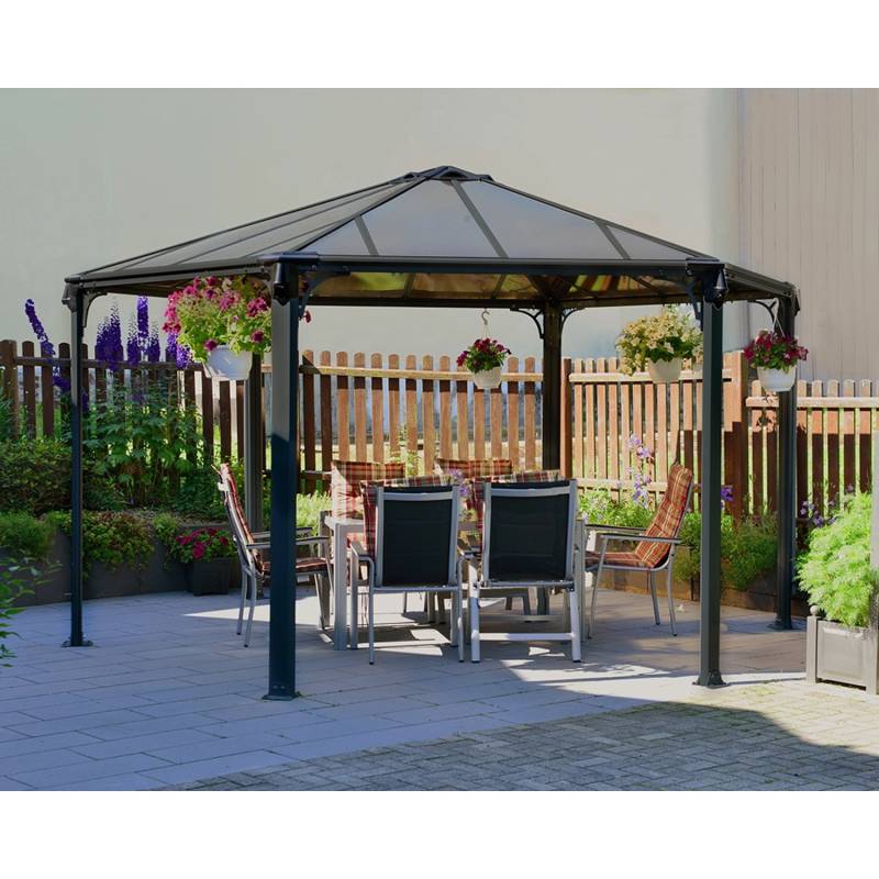 Palram - Canopia  Monaco 4.5 x 3.9 GartenPavillon Anthrazit inkl. LED Set von CANOPIA by PALRAM