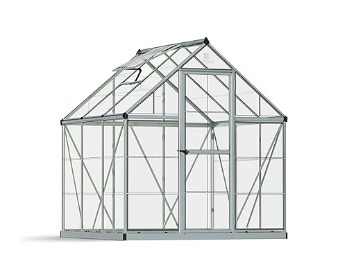 Canopia by Palram Gewächshaus klein Harmony 6x6 Treibhaus 185x186 cm Aluminium Silber Tomatenhaus Polycarbonatplatten UV-beständig von CANOPIA