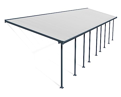 Canopia by Palram Terrassenüberdachung Alu Feria 3X13.40 Polycarbonat Hohlkammerplatten Pergola 1340 x 300 cm Grau zur Überdachung ihrer Terrasse von CANOPIA