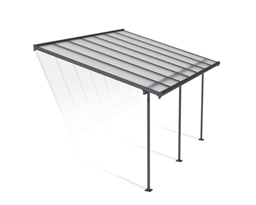 Canopia by Palram Terrassenüberdachung Alu Sierra 3X4.25 Polycarbonat Hohlkammerplatten Pergola 434 x 295 cm Grau zur Überdachung ihrer Terrasse von CANOPIA