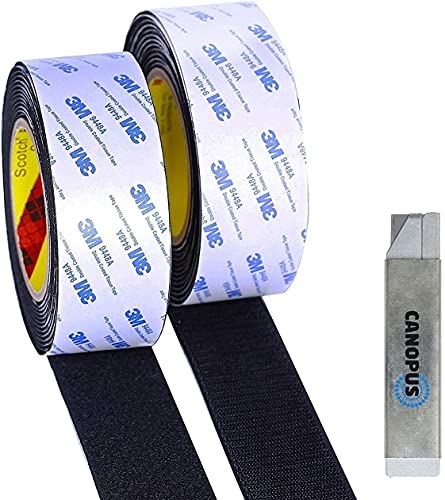 CANOPUS 3M Klettband Selbstklebend Extra Stark Wasserfest (25mm x 2,5m) Kennzeichen Klett 3M, Anti Rutsch Klebeband Teppichband, Nummerntafel Klett Klettklebeband Klettband Nummernschild von CANOPUS