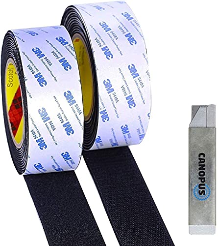 CANOPUS Selbstklebend Extra Stark Wasserfest (50mm x 2,5m) Hakenband Flauschband, Anti Rutsch Klebeband Nummerntafel Nummernschild, Teppichband von CANOPUS