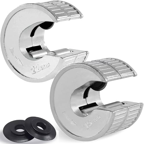 CANOPUS Professionelles Rohrschneider-Set für Sanitärarbeiten, automatisches Schneiden, Doppelpack, 15 mm und 22 mm Rohrscheibe mit 2 Rohrschneidersatz, Kupferrohrschneider-Set von CANOPUS